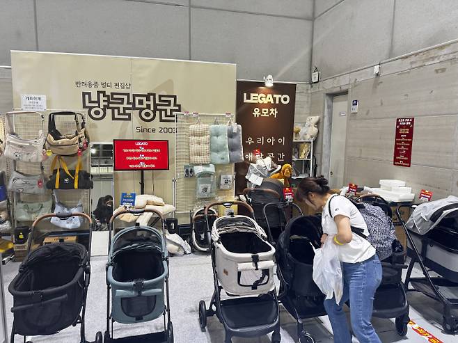 펫모차 등 반려동물 용품을 판매하는 냥군멍군. /임지섭 기자 ljs@namdonews.com