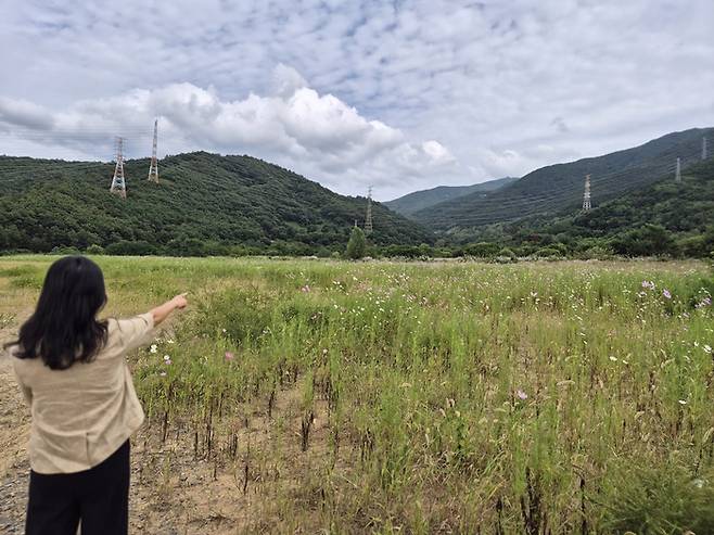 대구 달성군 국가로봇테스트필드 현장. 아직까진 들풀과 들꽃들만 무성한 황무지 그 자체다. 하지만 이 곳은 불과 2~3년후 대한민국 로봇 산업의 메카로 변신한다. 취재진과 동행한 대구시 관계자가 국가로봇테스트필드 조성 과정을 설명하고 있다. 이승엽 기자