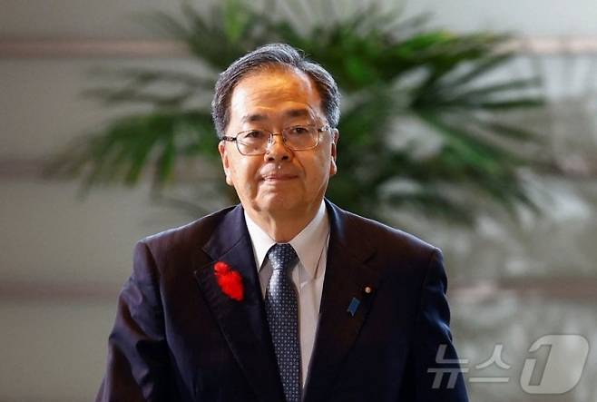 사이토 데쓰오 일본 공명당 대표가 2024년 10월 1일 내각 회의를 위해 총리 관저에 입장하고 있다. 로이터 뉴스1