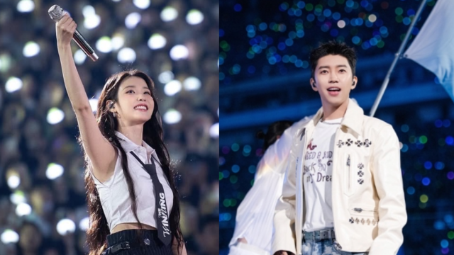 서울 마포구 서울월드컵경기장에서 공연하는 아이유와 임영웅. 사진=아이유 인스타그램, 물고기뮤직