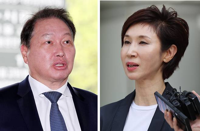 (왼쪽부터) 최태원 SK그룹 회장과 노소영 아트센터나비 관장. /뉴스1