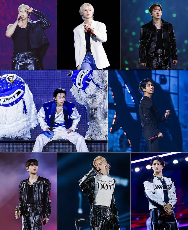 스트레이 키즈가 인천 아시아드 주경기장에서 1년간 34개 도시를 돌며 진행한 월드투어 ‘도미네이트’의 피날레를 화려하게 장식했다. 사진제공 | JYP 엔터테인먼트