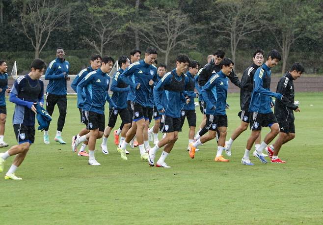 훈련 중인 울산 HD 선수들. 사진=울산 HD