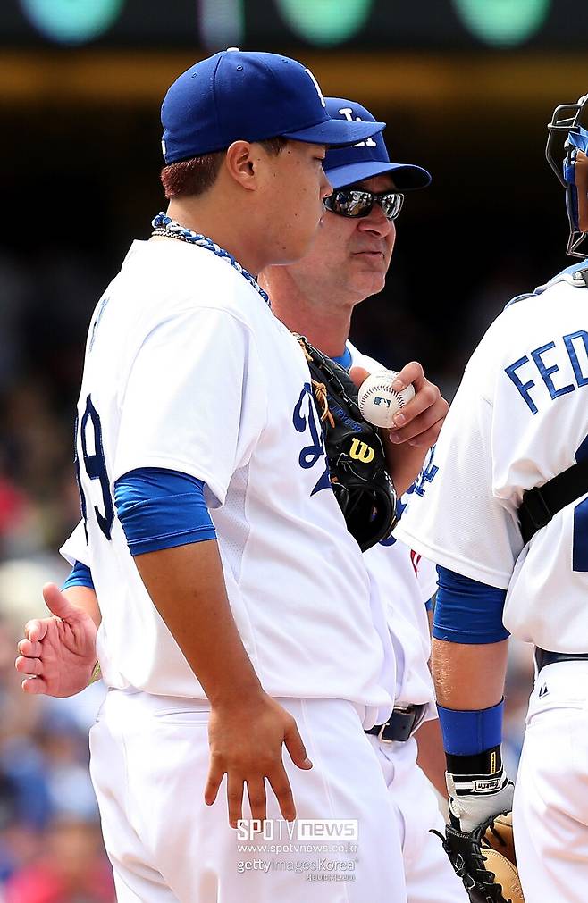 ▲ 2013년 류현진과 돈 매팅리 다저스 감독