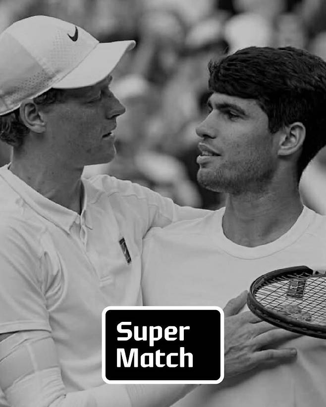 2026년 1월 현대카드 슈퍼매치로 국내에서 맞대결을 펼치는 알카라스와 신네르. 정태영 현대카드 부회장 페이스북