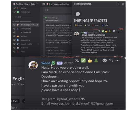 북한 사이버 조직들은 투자자·사업가·채용담당자 등으로 위장해 아랍에미리트·일본·인도·싱가포르 등의 가상자산 거래소와 접촉, 이들이 악성 소프트웨어를 내려받도록 유도하는 기법을 활용했다. 사진 MSMT 보고서 캡처
