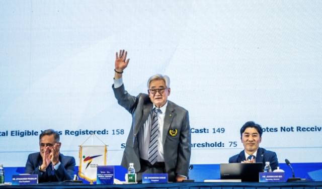 7선에 성공한 조정원 세계태권도연맹 총재. 사진 제공=세계태권도연맹