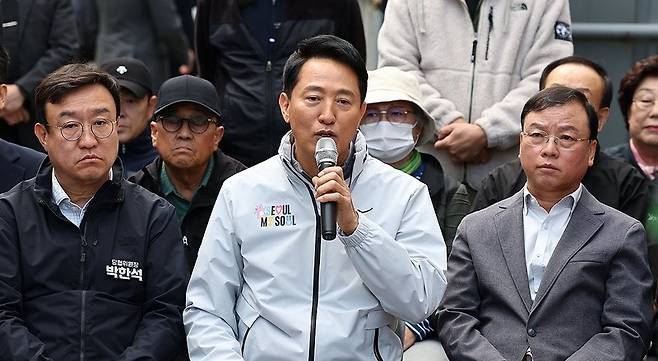 오세훈 시장, 상계 5구역 재정비촉진구역 방문 / 사진=연합뉴스