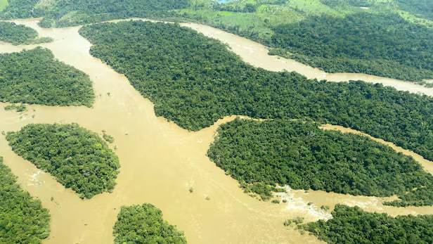울창한 열대우림을 관통해 흐르는 아마존 타파조스강 모습. 연합뉴스
