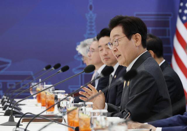 이재명 대통령이 29일 경북 경주박물관에서 열린 한미 정상회담에서 발언하고 있다. 경주=뉴시스