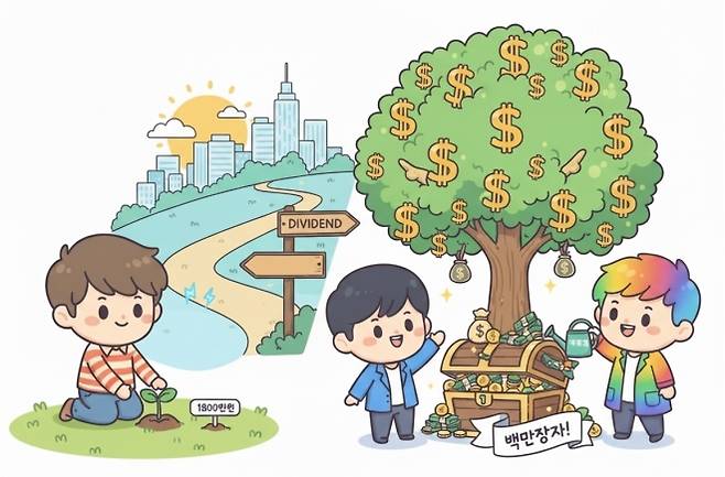 배당 성장주 투자 수익률을 시각화한 인공지능(AI) 생성 이미지.