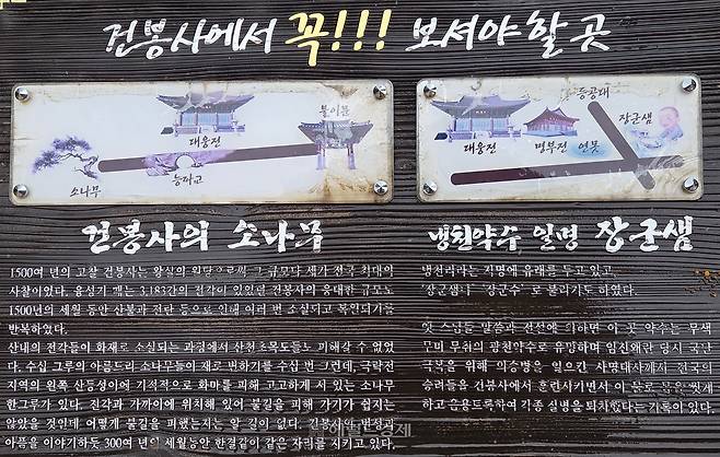 건봉사의 소나무, 냉천약수 일명 장군샘 안내판