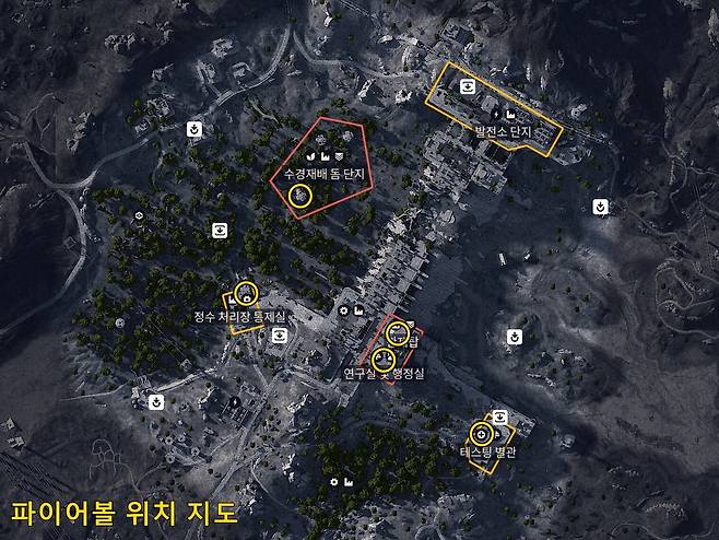 ▲ 파이어볼은 O 표시된 곳에서 확률적으로 스폰된다
