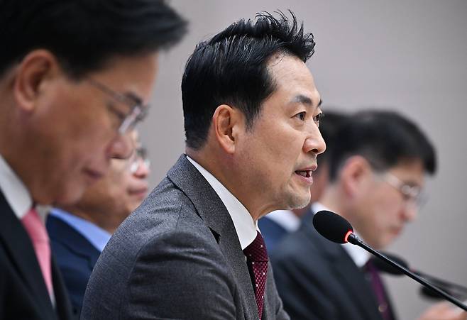 국민의힘 장동혁 대표가 3일 경북 안동시 경북도청에서 열린 대구·경북 지역민생 예산정책협의회에 참석해 발언하고 있다. 연합뉴스<저작권자(c) 연합뉴스, 무단 전재-재배포, AI 학습 및 활용 금지>