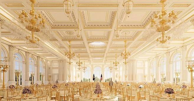 백악관이 지난 7월 31일(현지시간) 공개한 연회장 조감도. 백악관 홈페이지 캡처