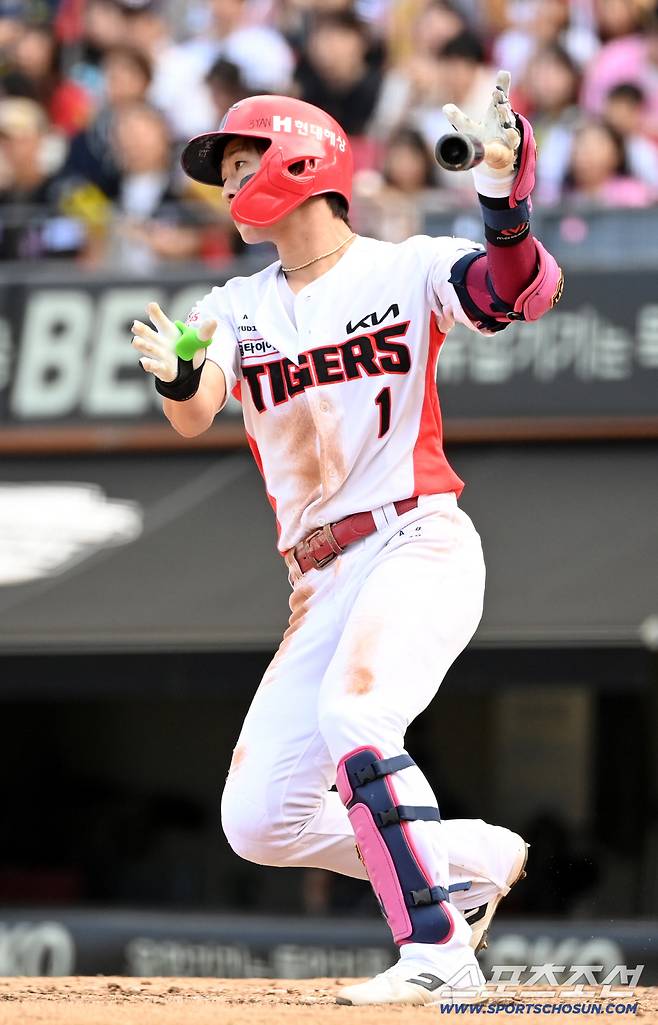 21일 광주KIA챔피언스필드에서 열린 NC와 KIA의 경기, 5회말 2사 1,2루 KIA 박찬호가 1타점 적시타를 치고있다. 광주=허상욱 기자wook@sportschosun.com/2025.09.21/