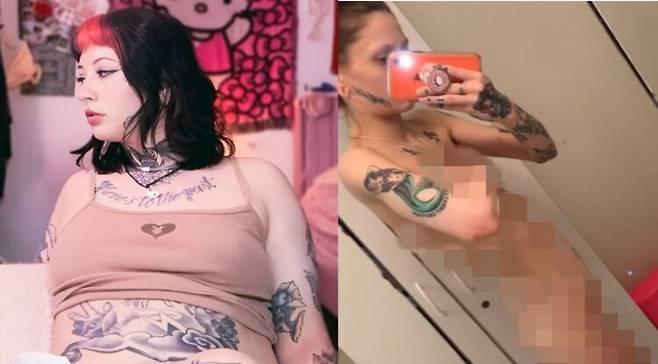 자궁외임신 수술 후 통증 완화를 위해 복용한 진통제를 시작으로 중독에 빠져 재산을 탕진한 여성의 사연이 전해졌다. 오른쪽은 중독으로 야위었던 상태. 사진=애슐리코핀 SNS