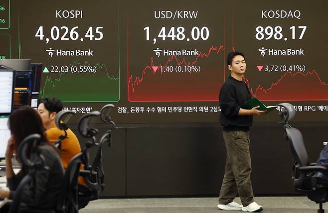 6일 오후 서울 중구 하나은행 본점 딜링룸. /뉴스1