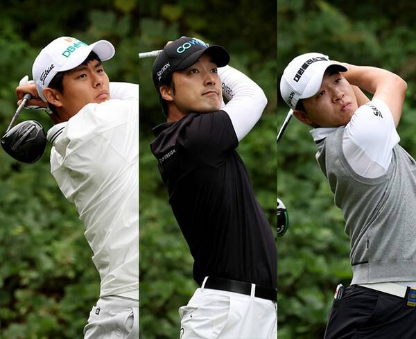 2025년 한국프로골프(KPGA) 투어 시즌 최종전 'KPGA 투어챔피언십 인 제주' 우승 경쟁에 뛰어든 장희민, 임예택, 최찬 프로가 3라운드에서 경기하는 모습이다. 사진제공=KPGA (사진을 무단으로 사용하지 마십시오.)