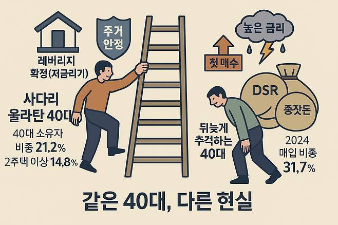 같은 40대, 다른 현실 / 사진=챗GTP