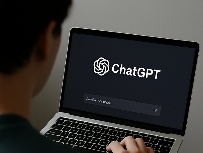 AI 활용하고 있는 모습을 AI로 만든 이미지.