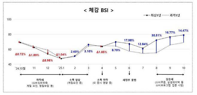 정부의 소비진작 정책 등의 영향으로10월 소상공인 체감 경기동향지수가 79.1을 기록하며 5년 내 최고치를 기록했다. /중소벤처기업부 제공