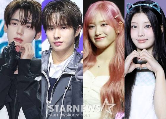 (왼쪽부터) 제로베이스원 한유진, 투어스 경민, 아이브 이서, 아일릿 원희 /사진=스타뉴스