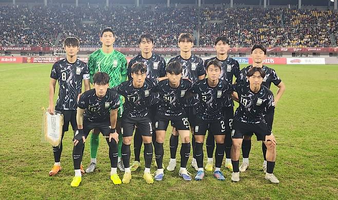 15일 중국 청두의 솽류스포츠센터에서 열린 판다컵 2025 2차전 중국전에 나선 대한민국 22세 이하(U-22) 대표팀. /사진=대한축구협회 홈페이지 캡처