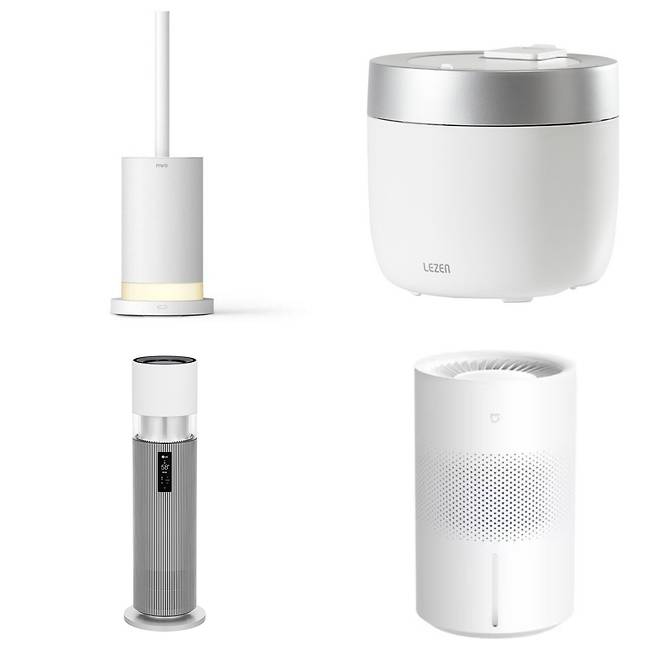 한국소비자원이 실험에 사용한 가습기들. 왼쪽 위부터 초음파식, 가열식, 복합식, 기화식이다. 한국소비자원