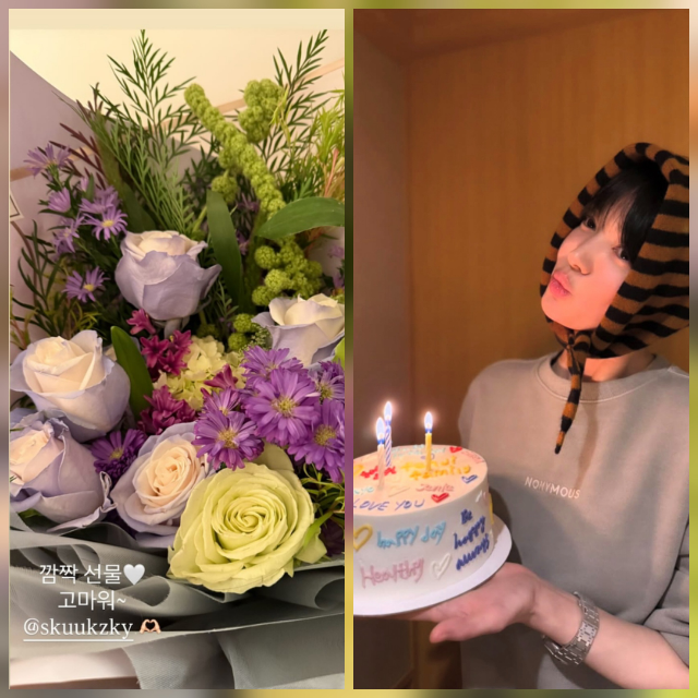 송혜교가 늦은 생일을 챙겨준 절친 수지의 ‘깜짝 꽃선물’을 공개하며 훈훈함을 전했다.사진=송혜교 SNS