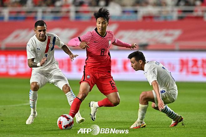 지난 2022년 A매치 파라과이전 당시 백승호. /AFPBBNews=뉴스1