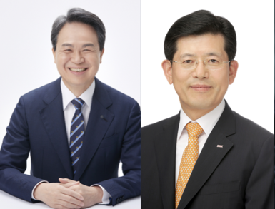 (왼쪽부터) 진옥동 신한금융 회장, 빈대인 BNK금융 회장. 신한금융·BNK금융 제공