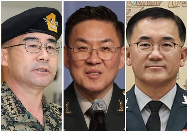 12·3 내란 사태에 등장한 국군방첩사령부, 특수전사령부, 수도방위사령부는 국방부 직할부대거나 통수권 수호 부대란 특성을 갖고 있다. 왼쪽부터 곽종근 전 특수전사령관, 이진우 전 수도방위사령관, 여인형 전 국군방첩사령관. 연합뉴스