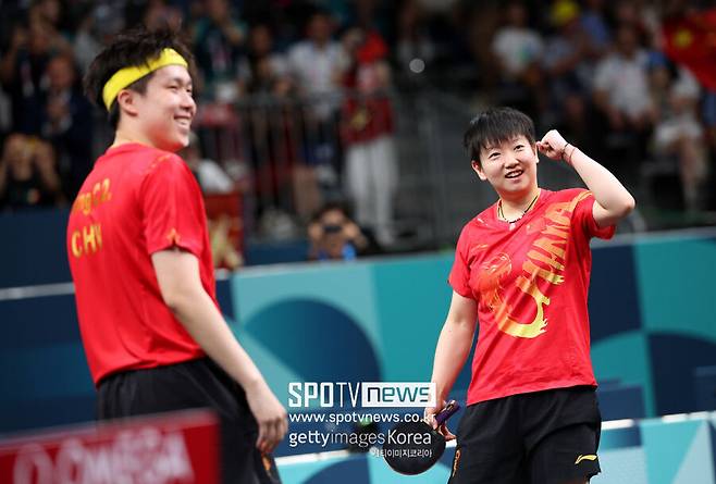 ▲ 중국 탁구 혼합복식 왕추친(왼쪽)과 쑨잉사