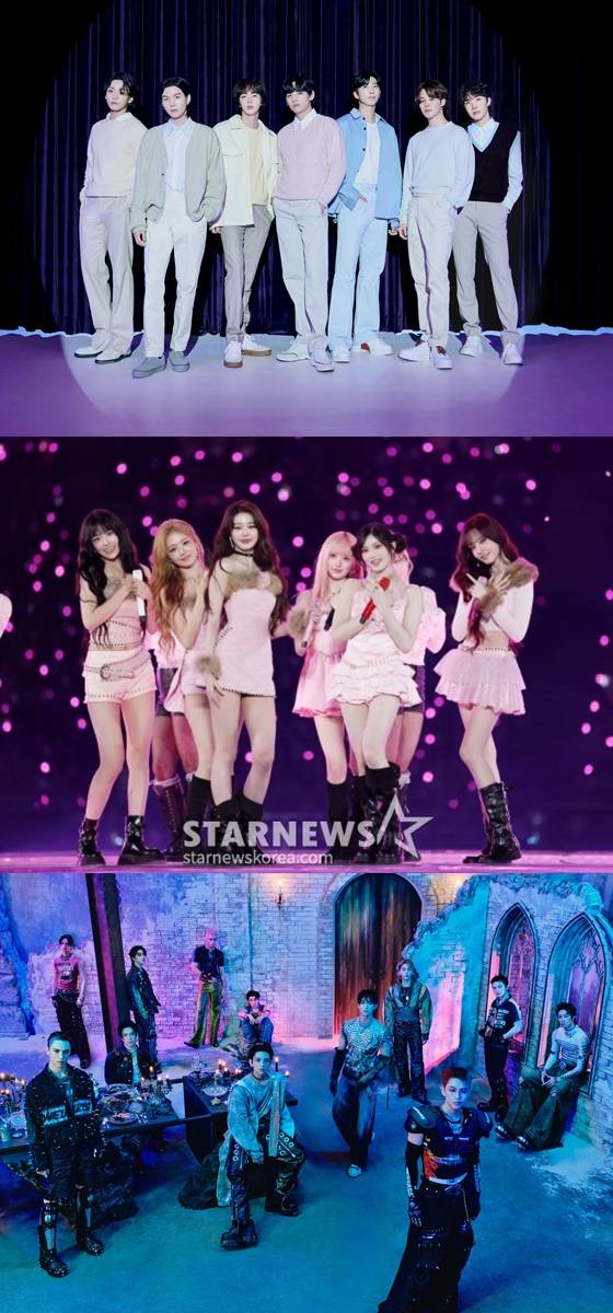 방탄소년단, 아이브, 세븐틴(위부터)