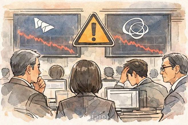 최근 SK하이닉스·한화에어로스페이스 등 코스피 대형주가 연이어 ‘투자경고’ 종목으로 지정된 가운데 대형주의 ‘투자경고’ 지정이 투심에 영향을 미칠지 시장 관심이 향한다. ⓒ데일리안 AI 삽화 이미지