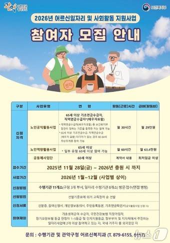 2026년 어르신일자리 참여자 모집 홍보 포스터