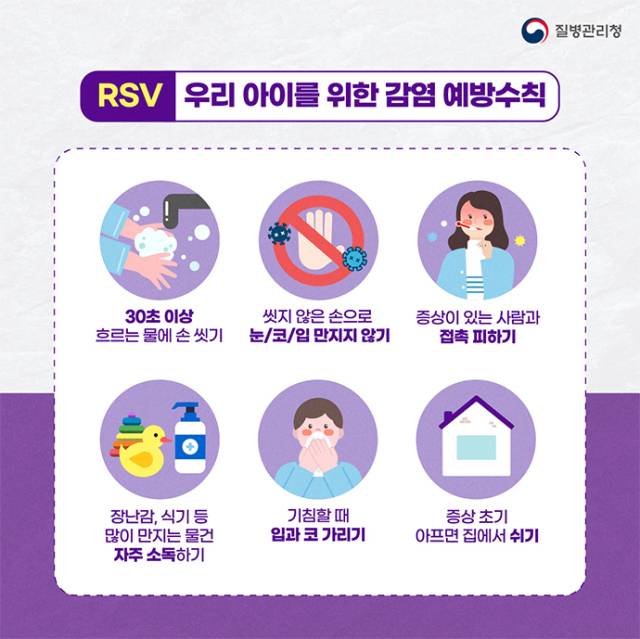 호흡기세포융합바이러스(RSV) 감염 예방수칙. 사진 제공=질병관리청