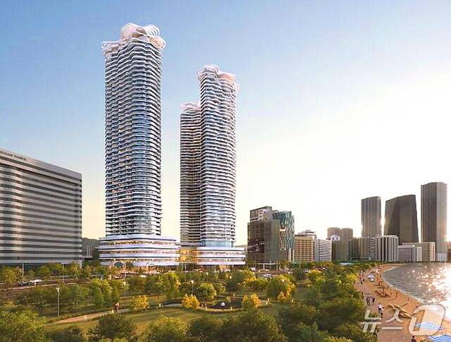 엠디엠플러스의 옛 해운대 그랜드호텔 신축 개발사업 투시도.(엠디엠플러스 제공. 재판매 및 DB금지)