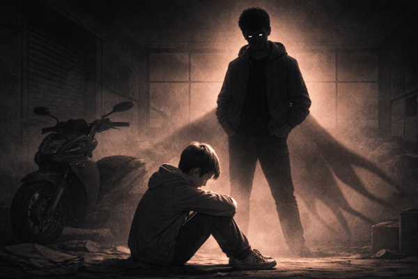 배달로 할머니를 모시던 16세 소년이 선배의 폭행과 갈취 끝에 숨졌다. 소년 사후에도 오토바이를 되파는 비정함을 보인 가해 선배는 친구들 증언으로 덜미가 잡혀 이례적으로 구속기소 됐다. 챗GPT로 생성한 사진.