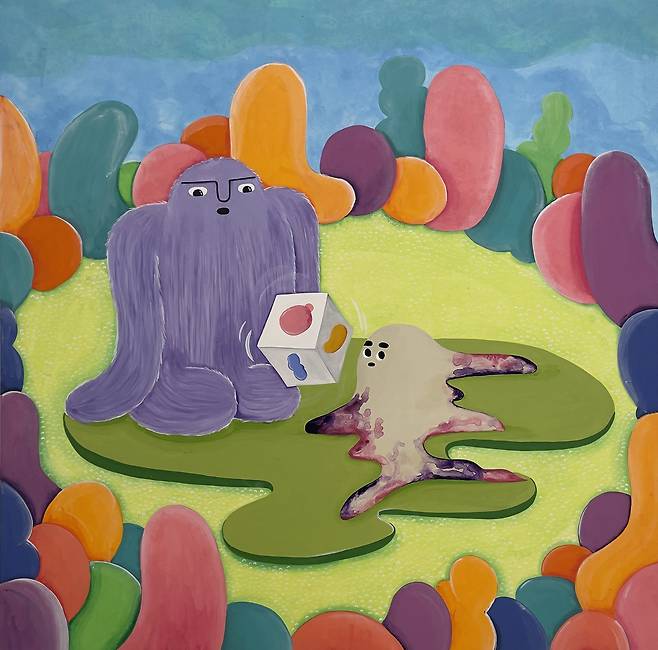 슈니따, 운명의 시작, 한지에 아크릴, 91x91 cm, 2022