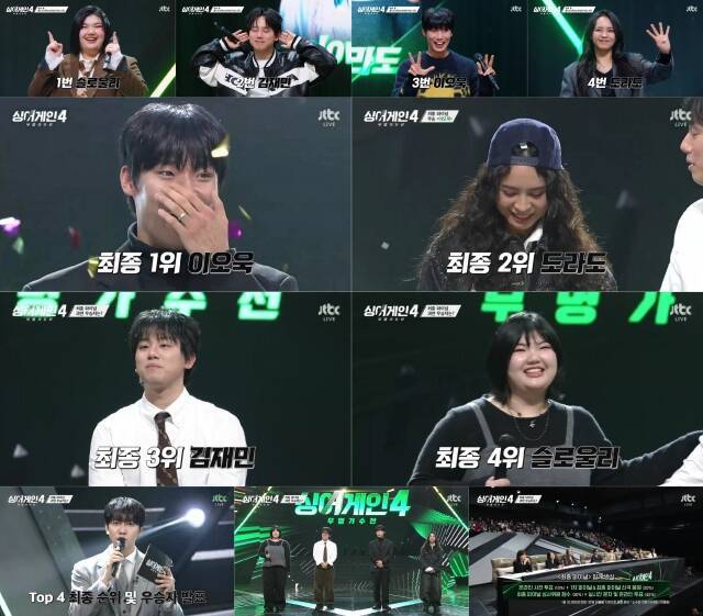 6일 방송된 '싱어게인4'에서 이오욱이 우승을 차지했다. /JTBC