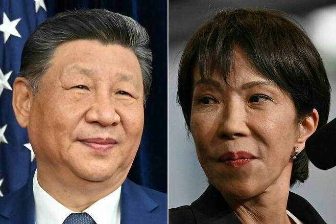 시진핑 중국 국가주석(오른쪽)과 다카이치 사나에 일본 총리. AFP 연합뉴스