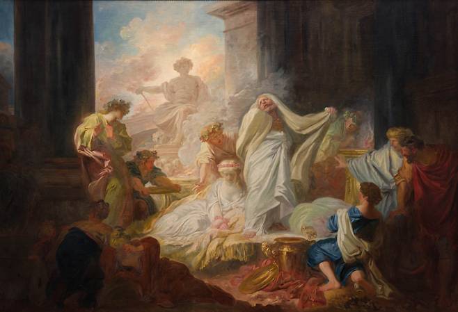 장 오노레 프라고나르, 코레소스와 칼리오에, 1765년경, 캔버스에 유채, 앙제 미술관