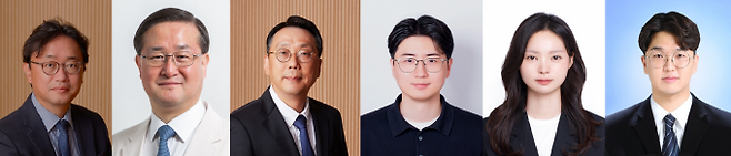 왼쪽부터 김상우 연세대 신소재공학과 교수, 최병옥 삼성서울병원 신경과 교수, 이규형 연세대 신소재공학과 교수, 김영준 연세대 신소재공학과 연구원, 김소희 연구원, 박병준 박사과정생. 연세대 제공