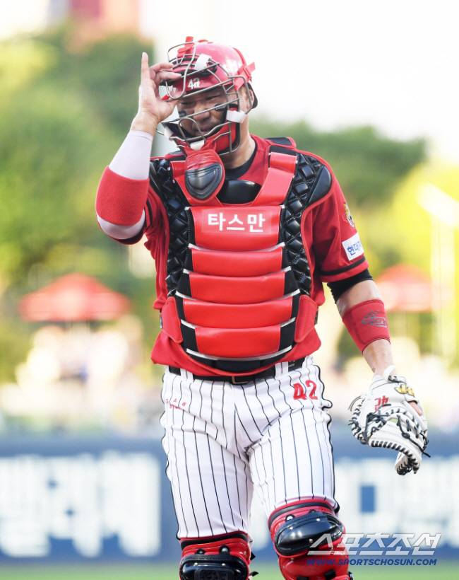 22일 광주 기아챔피언스필드에서 열린 KIA 타이거즈와 LG 트윈스의 경기. KIA 포수 김태군이 숨을 고르고 있다. 광주=박재만 기자 pjm@sportschosun.com/2025.08.22/