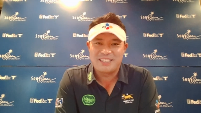 PGA 투어 데뷔전을 앞두고 국내 취재진과 화상 인터뷰를 하고 있는 이승택. 화상 인터뷰 캡처