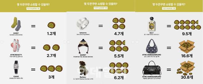 두쫀쿠 개수로 패션 아이템 가격을 환산한 그래픽 (사진=LF 인스타그램 계정 캡처)