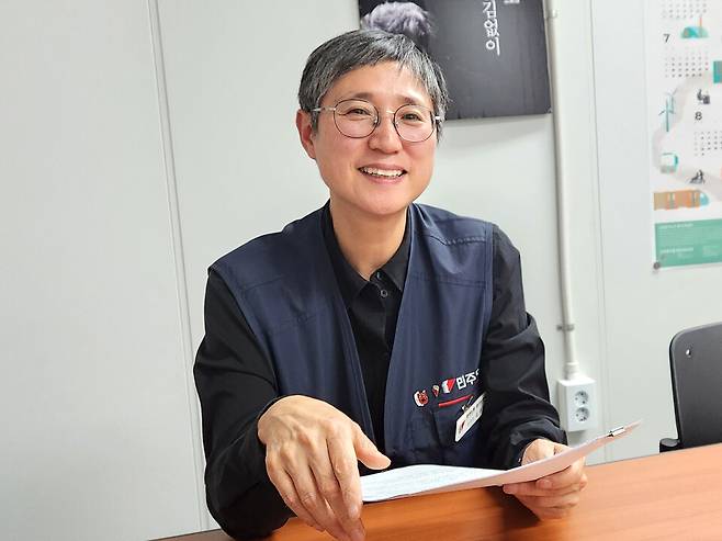 ▲ 임기 마지막 해를 앞두고 인천일보와 인터뷰 중인 김진희 민주노총 경기도본부장 /김혜진 기자 trust@incheonilbo.com
