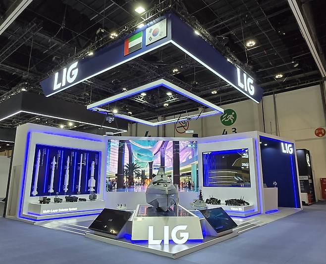 아랍에미리트(UAE) 무인·자율 시스템 전시회 'UMEX 2026'에 마련한 LIG넥스원 부스 전경. (LIG넥스원 제공)